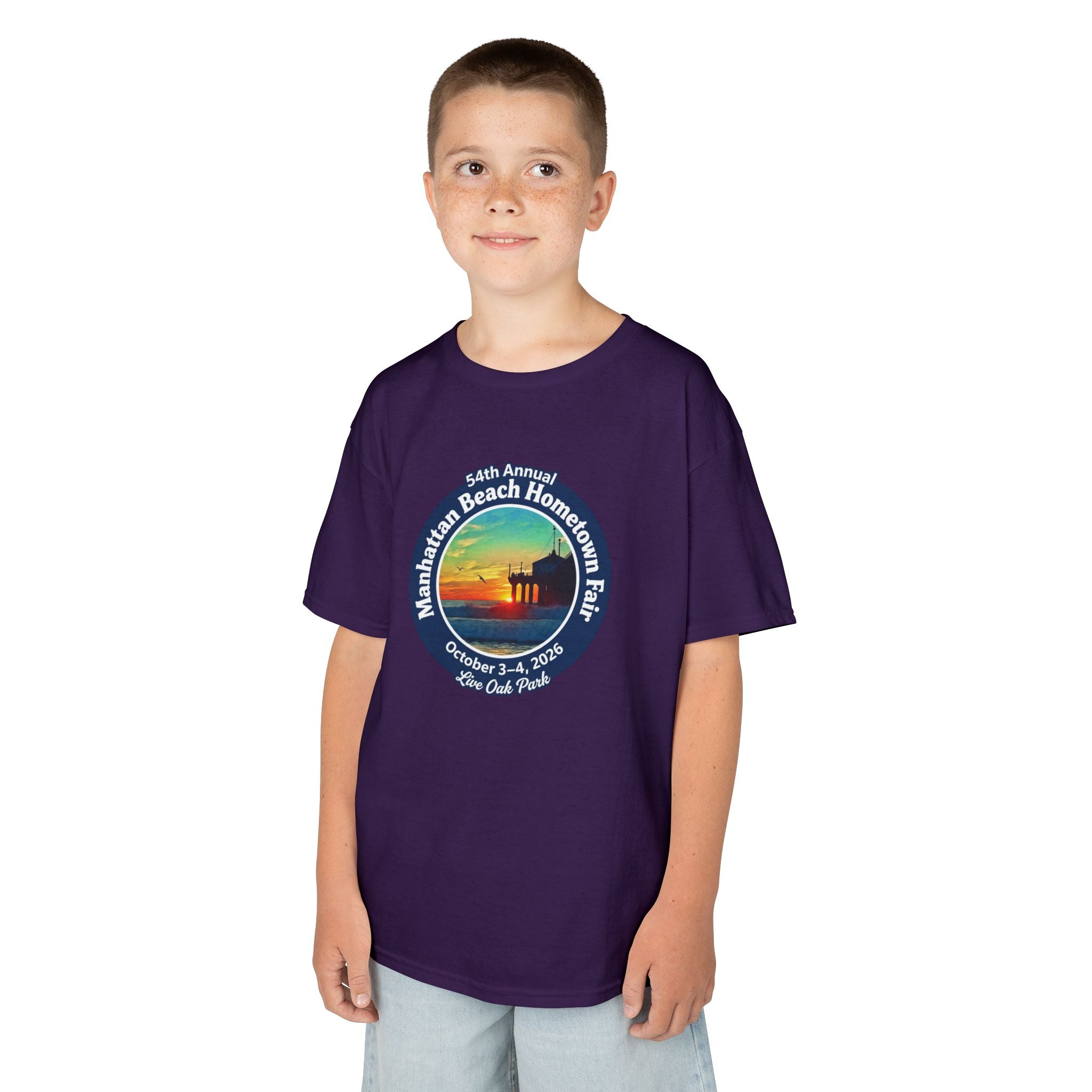 Kids Tee — Manhattan Beach Hometown Fair 2026 Sunset Logo
