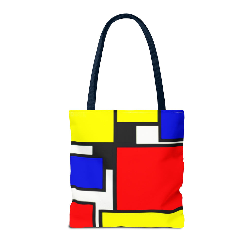 C'mon Get Happy Primary Color Geometric Grid Tote Bag | 1970s Abstract Art