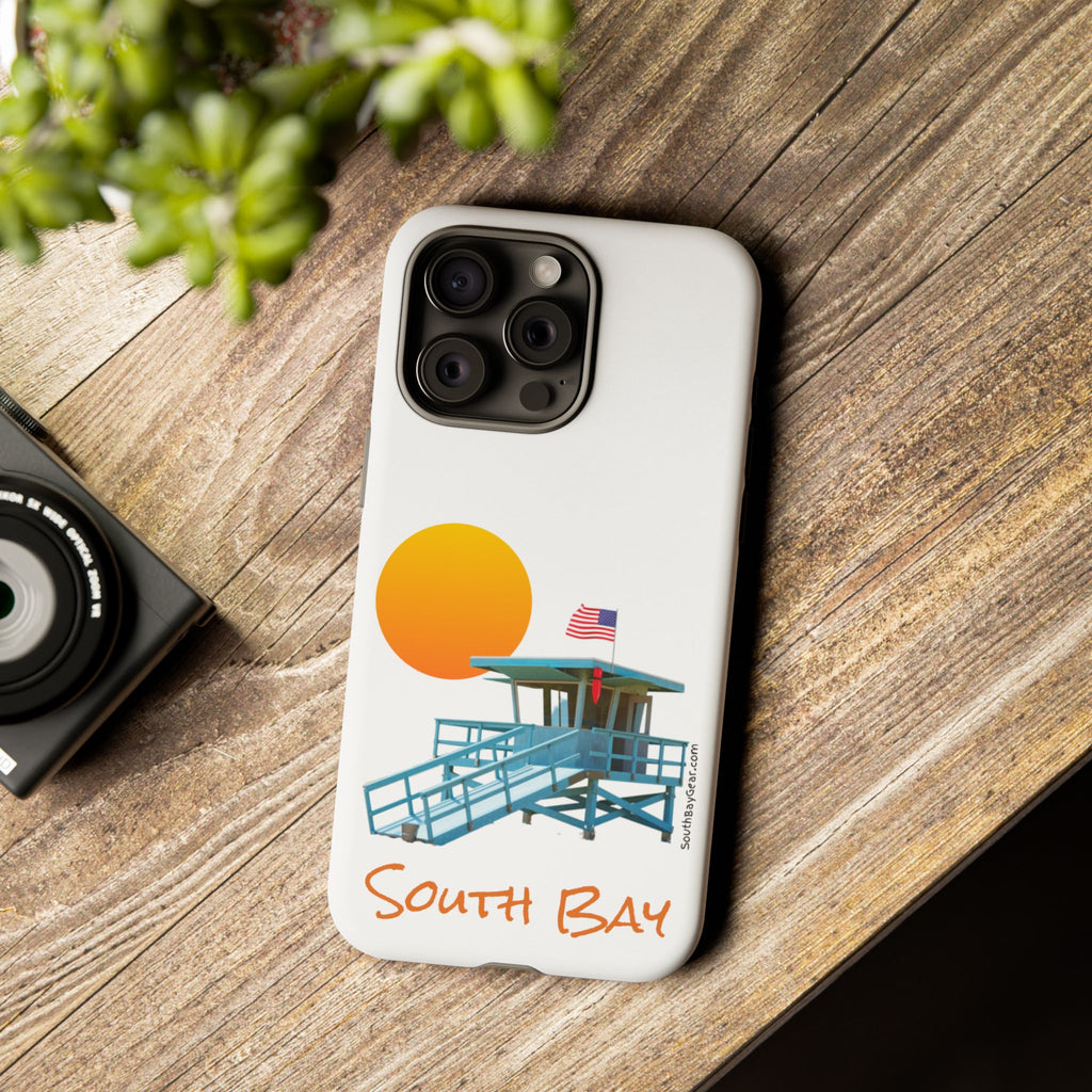 South Bay Lifeguard Stand with American Flag Tough Phone Cases