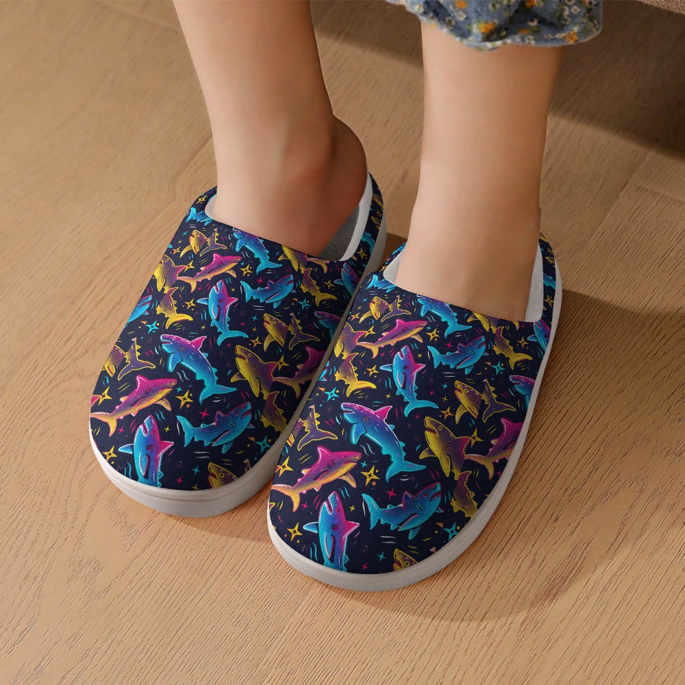 Sharks children's home cotton slippers Free Shipping