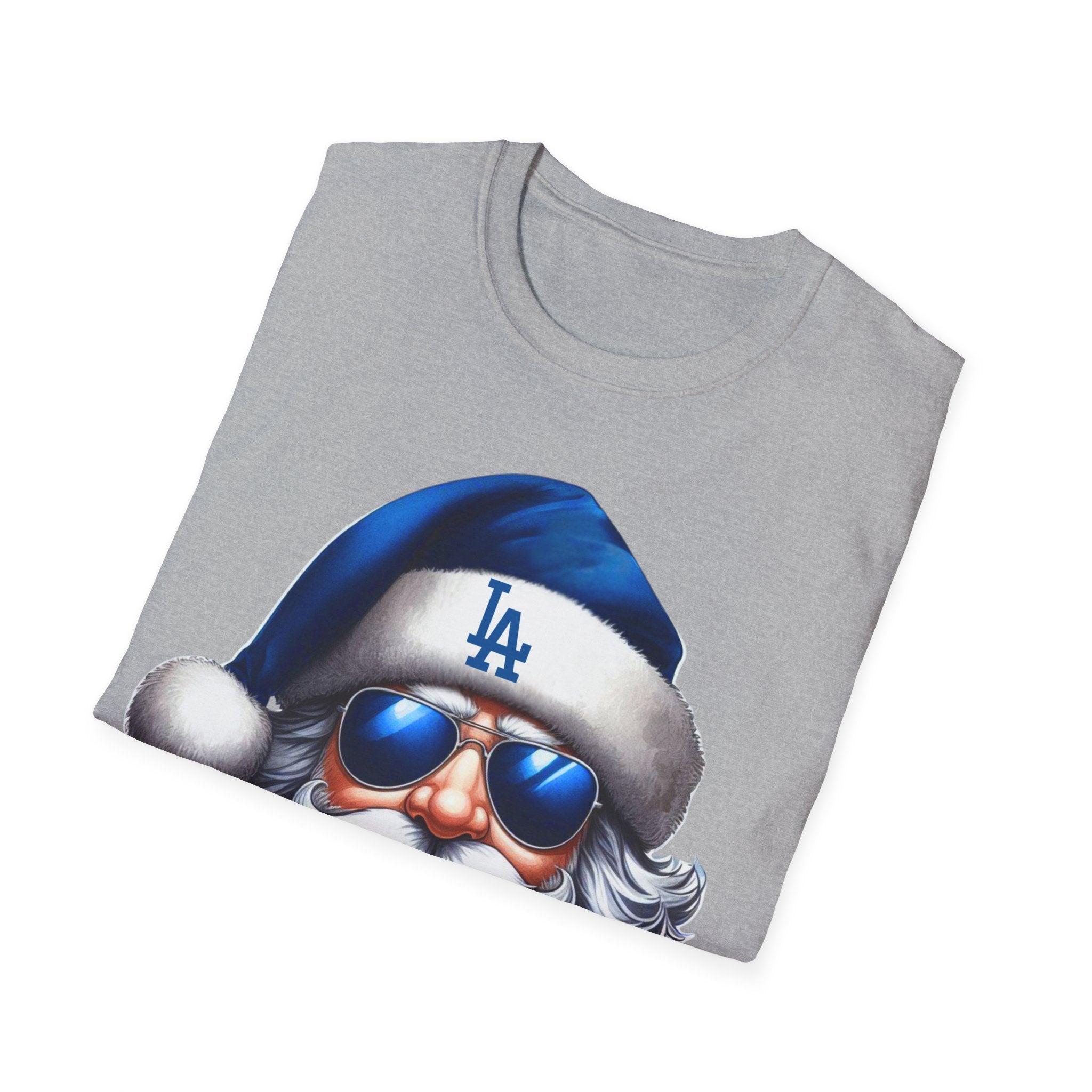 Blue Los Angeles Doyers Santa Tee | Santa Hat Graphic T-Shirt #Doyers