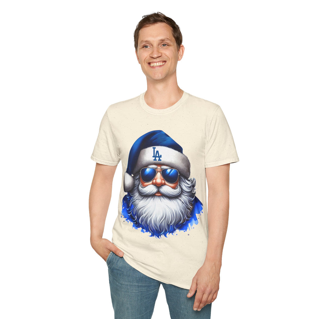 LA Dodgers Blue Santa T-Shirt — Cool Sunglasses Holiday Tee