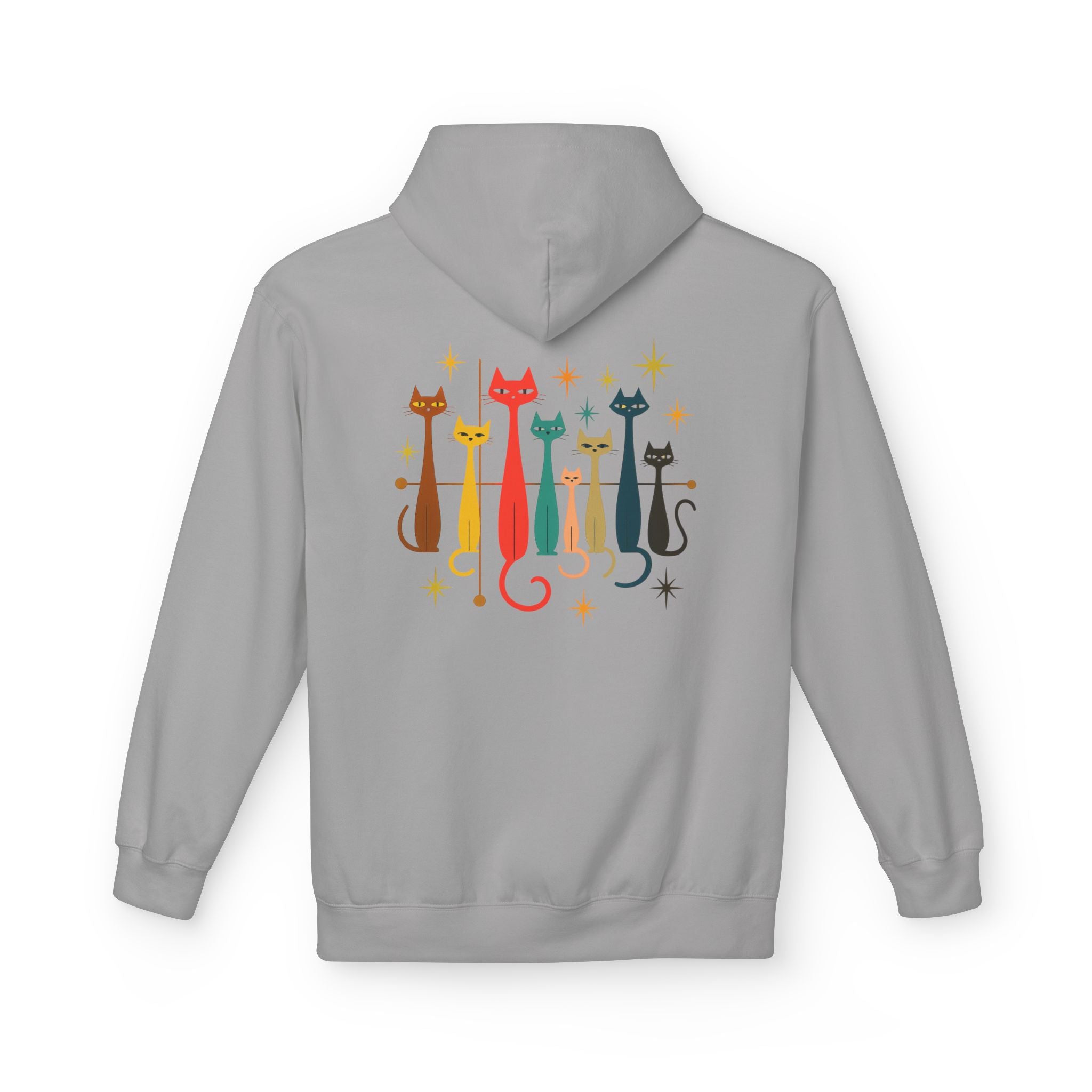 Retro Long Cats hoodie | Colorful Cat Illustration (printed front and back)