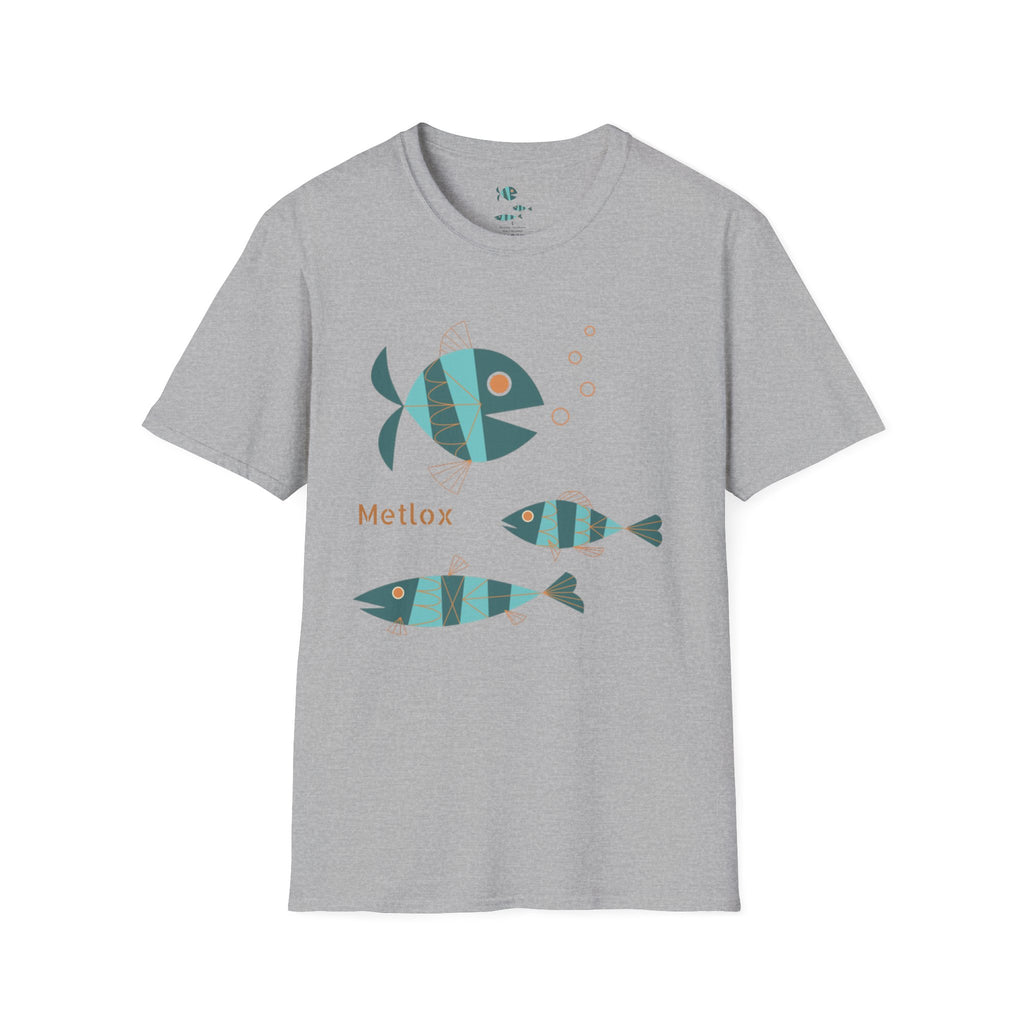 Metlox Pottery Fish Trio T-Shirt | Minimal Ocean Illustration