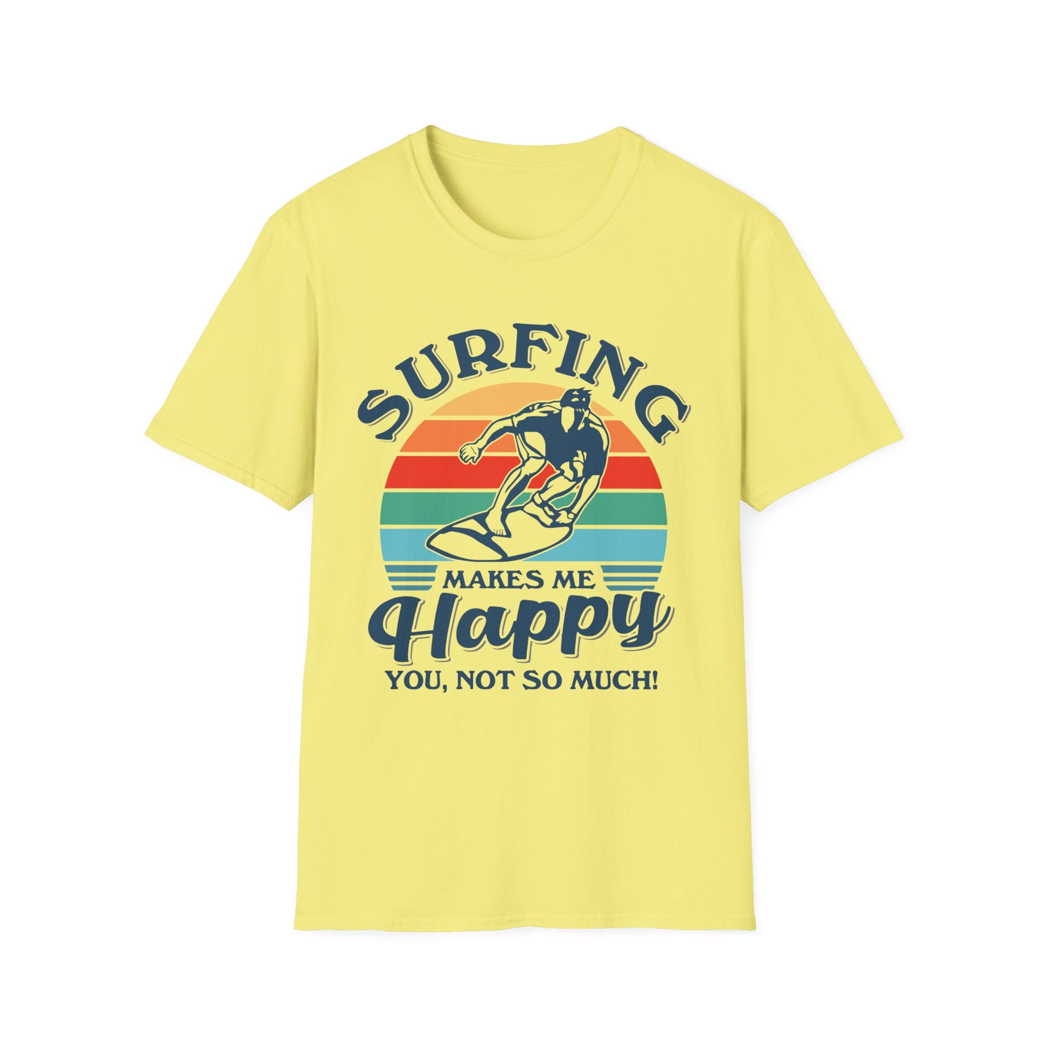Surfing Makes Me Happy T-Shirt | Retro Sunset Surfer Graphic