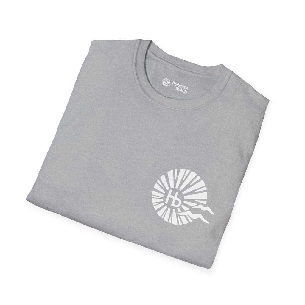 Hermosa Beach Sunburst Wave T-Shirt (printed front back neck) | Hb Minimal Logo Tee