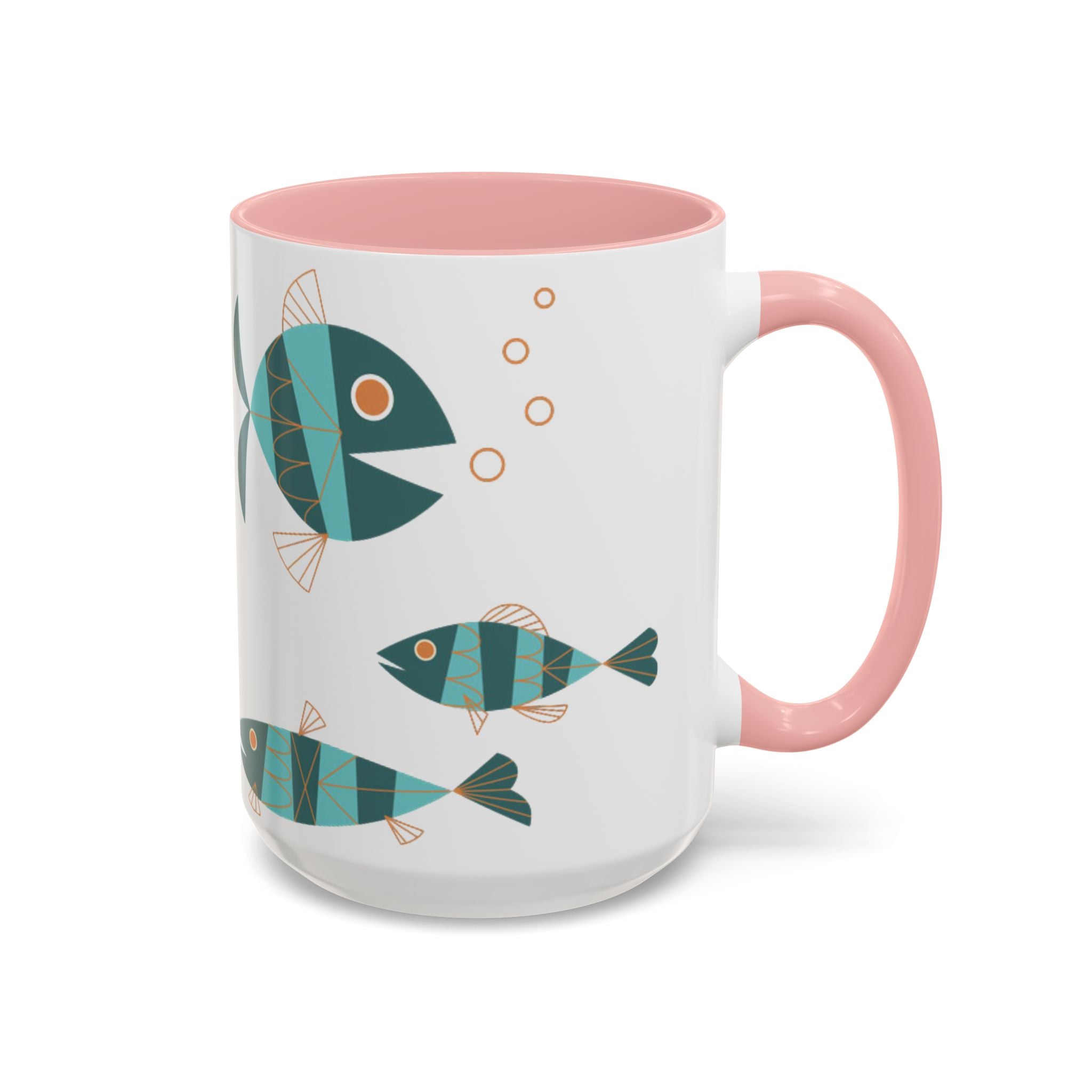 Metlox Pottery Teal Geometric Fish Mug | Accent Coffee Mug