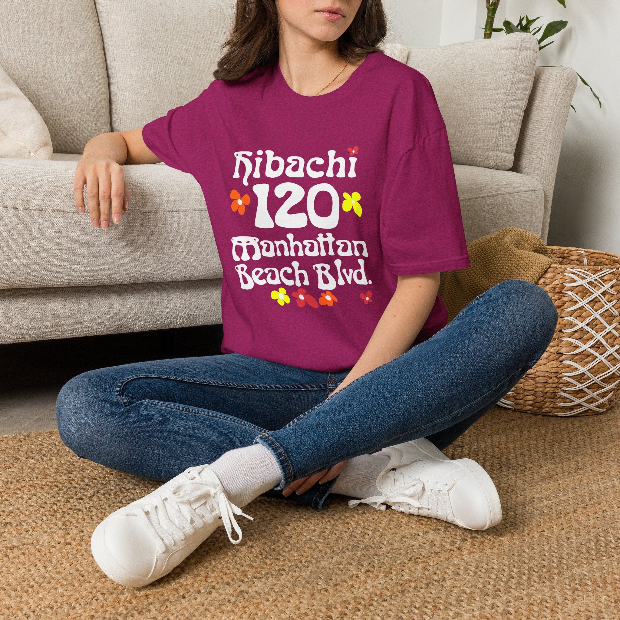 Hibachi 120 Manhattan Beach Blvd Restaurant #OldSchool T-Shirt — Retro Floral Surf Tee "Gone But Not Forgotten"