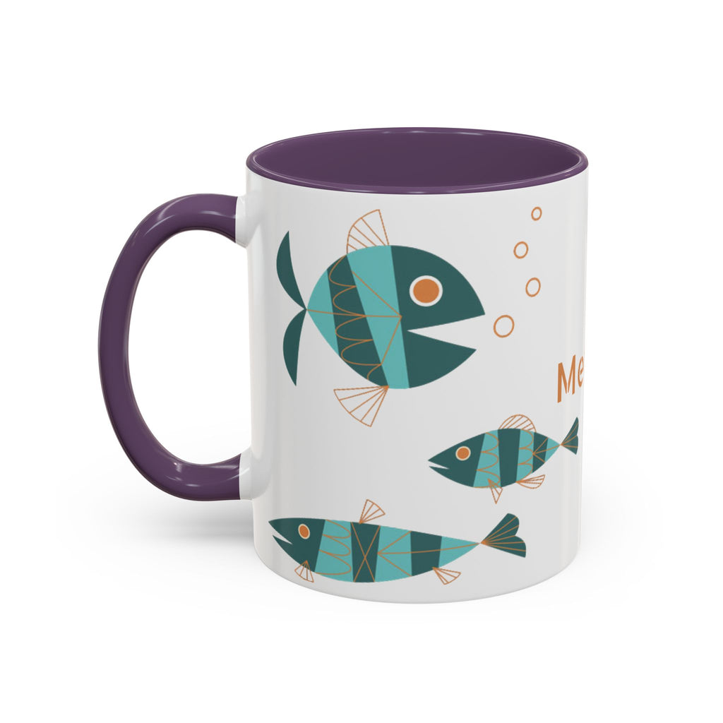 Metlox Pottery Teal Geometric Fish Mug | Accent Coffee Mug
