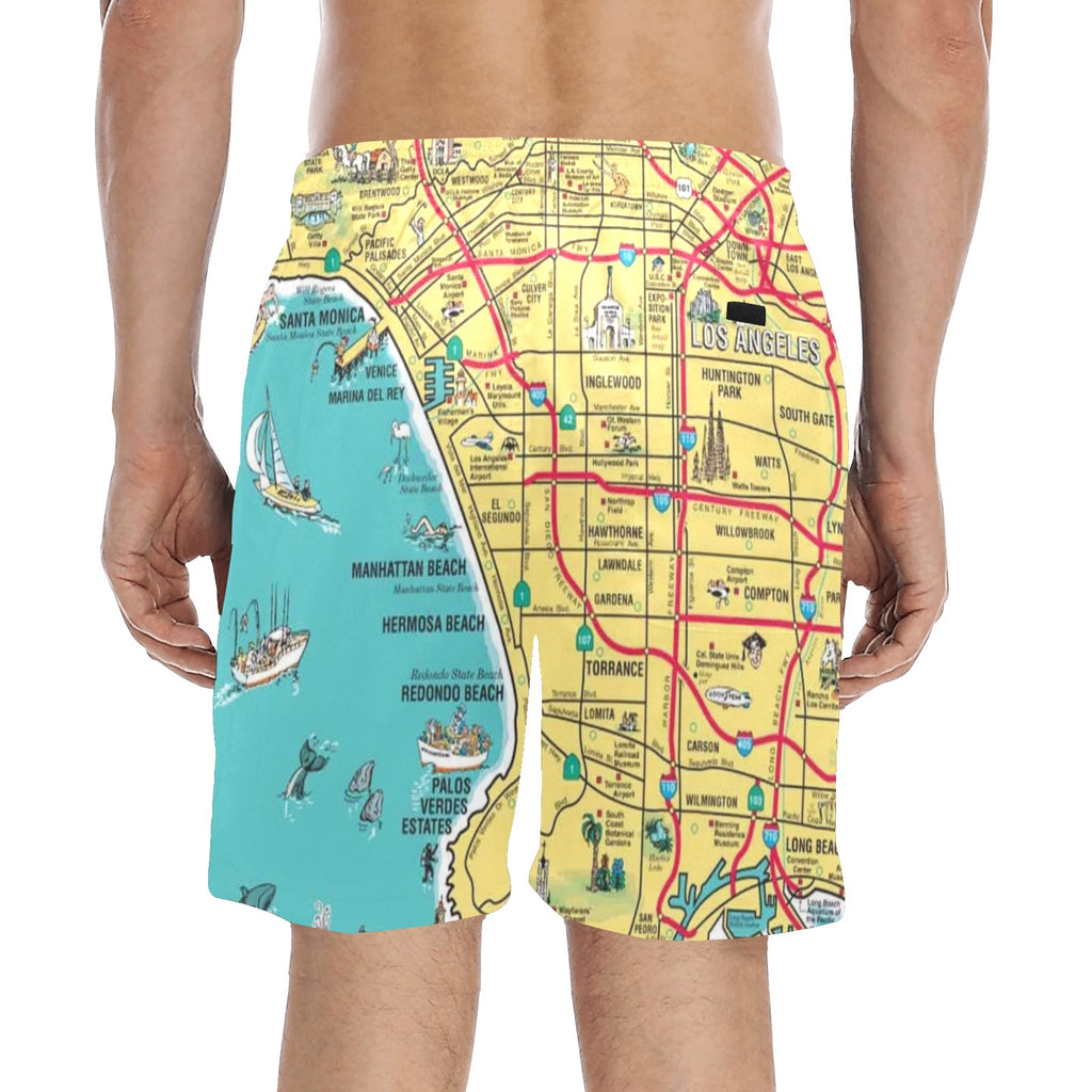 South Bay Local Map Men's Mid-Length Beach Shorts