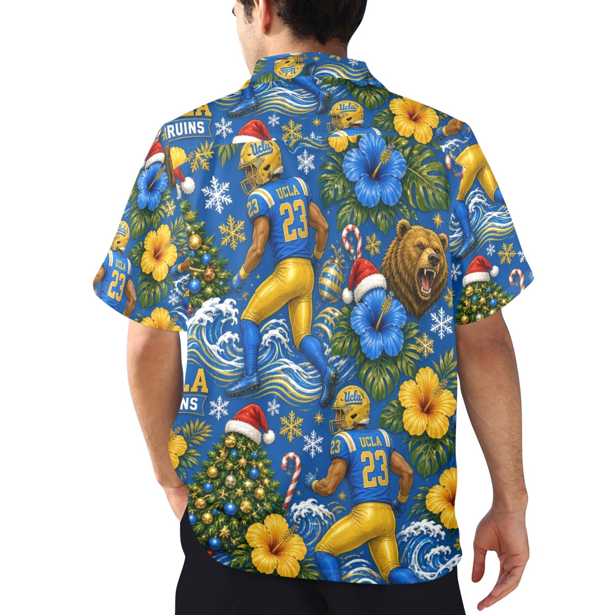UCLA Christmas Men's All Over Print Hawaiian Shirt Made In USA Ships to USA Only