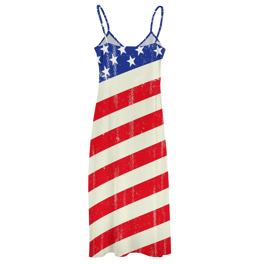 250 Years 4th of July Patriotic Sling Ankle Long Dress