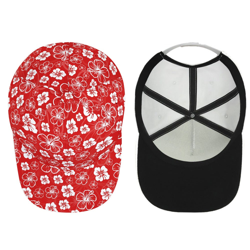 Red Hawaiian Print Baseball Cap Free Shipping