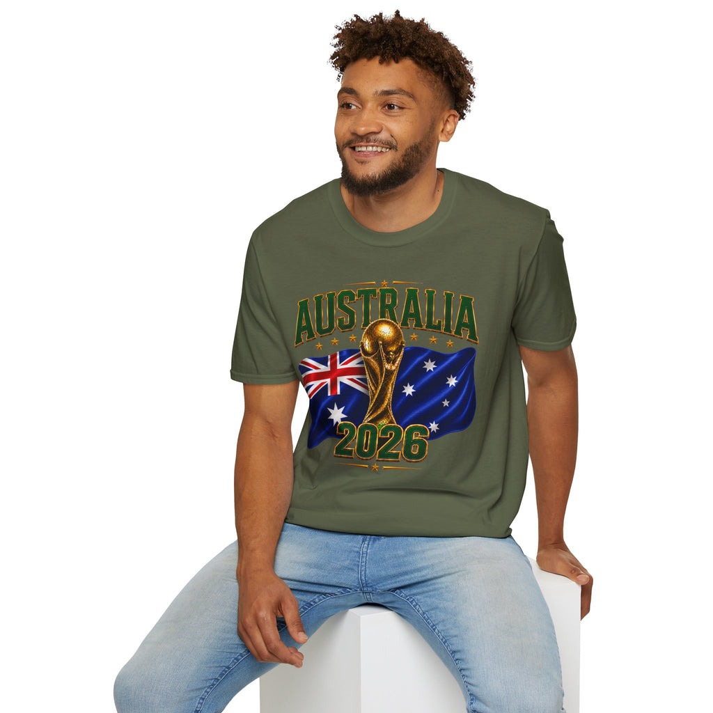 Australia 2026 Soccer World Cup T-Shirt — Aussie Flag & Trophy Design