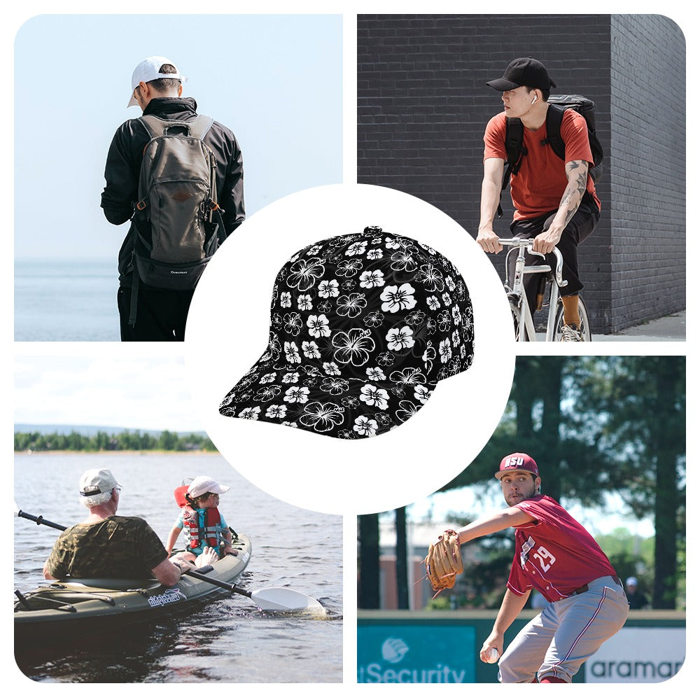 Black Hawaiian Print Baseball Cap Free Shipping