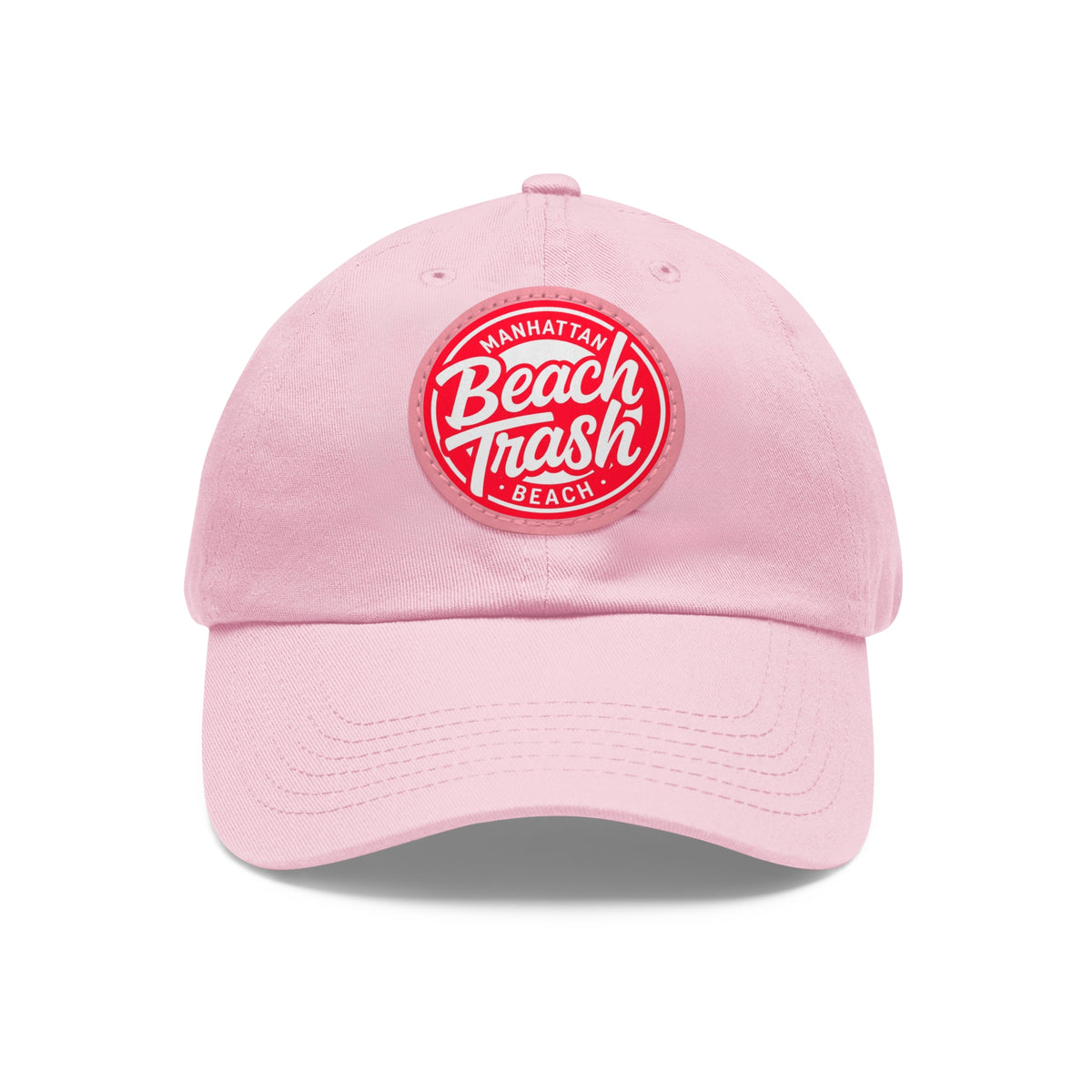 Proud to be Called Beach Trash Manhattan Beach  Leather Patch Dad Hat — Vintage Manhattan Beach Logo
