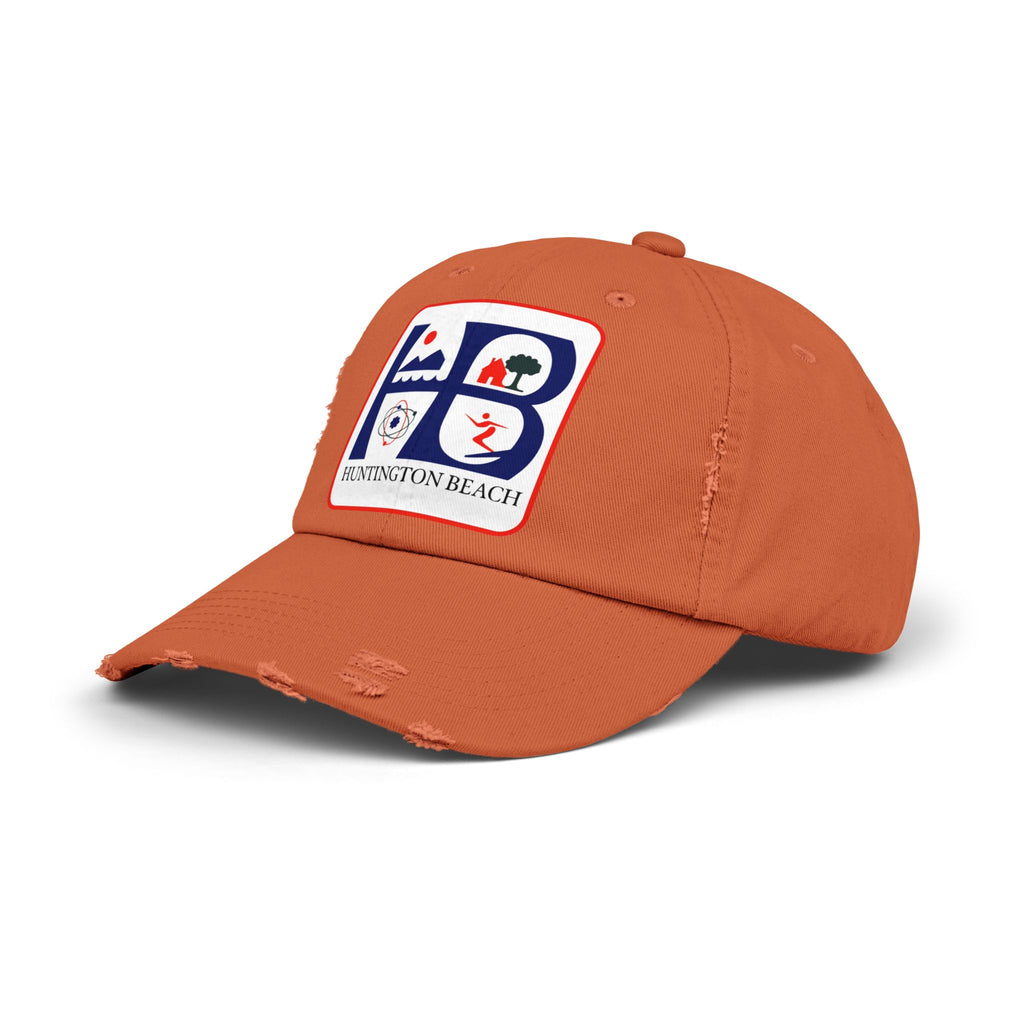 Huntington Beach Distressed Mom and Dad Hat — Vintage Surf & Coastal Patch Cap