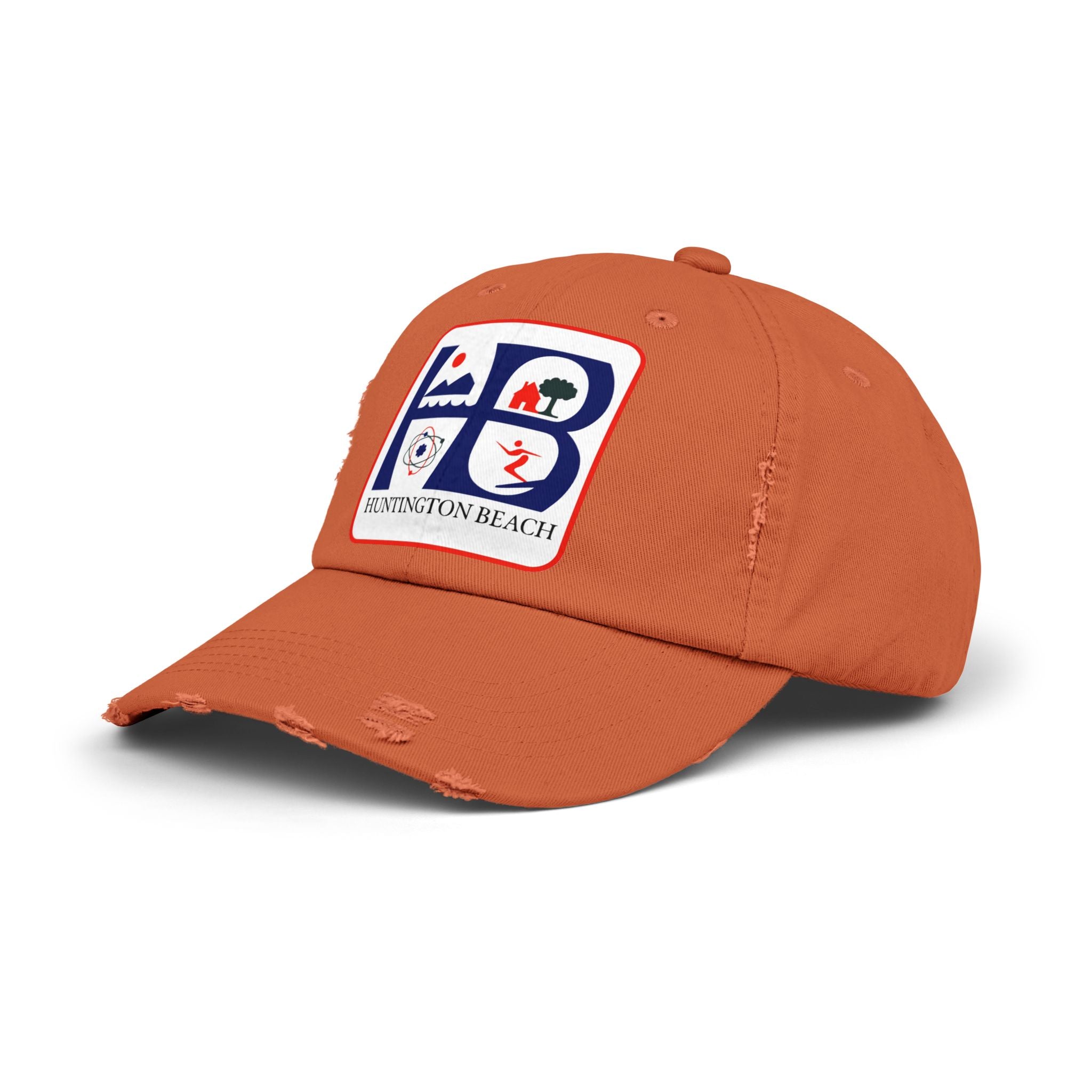 Huntington Beach Distressed Mom and Dad Hat — Vintage Surf & Coastal Patch Cap