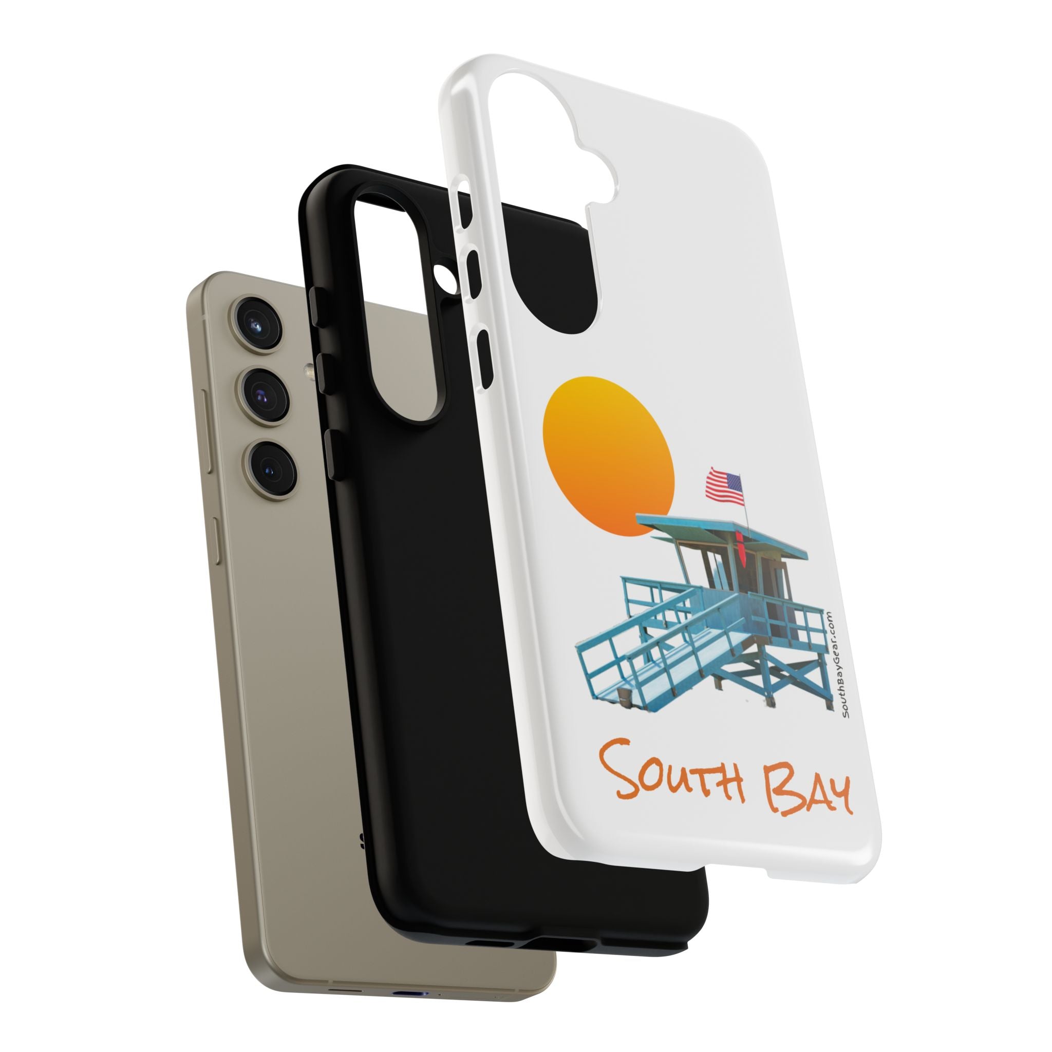 South Bay Lifeguard Stand with American Flag Tough Phone Cases