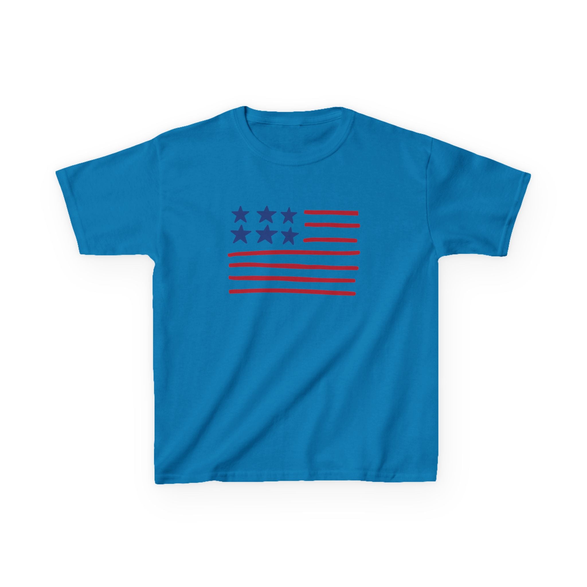 Stars and Stripes  Kids American Flag T-Shirt — Red & Blue Stars Stripe Patriotic Tee