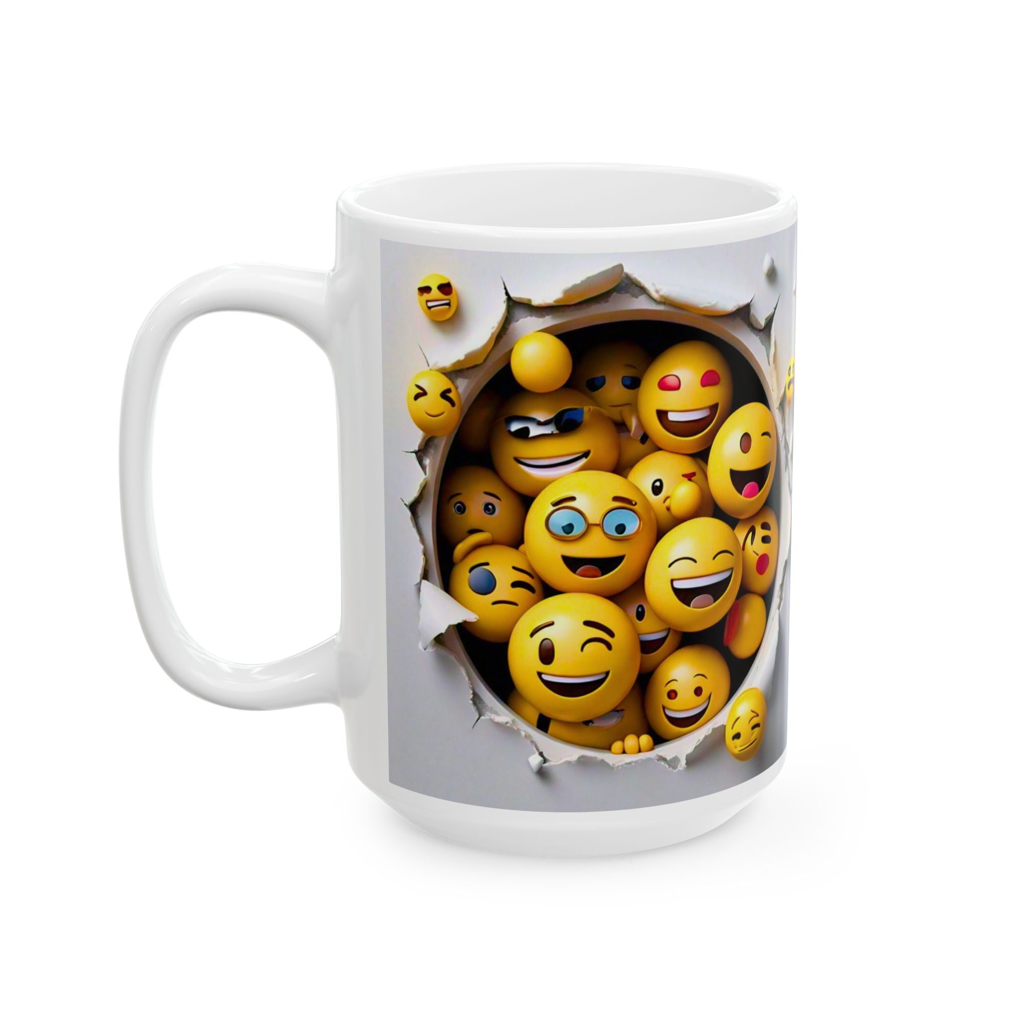 Popping Emojis Mug | Laughing Smileys Ceramic Coffee Mug
