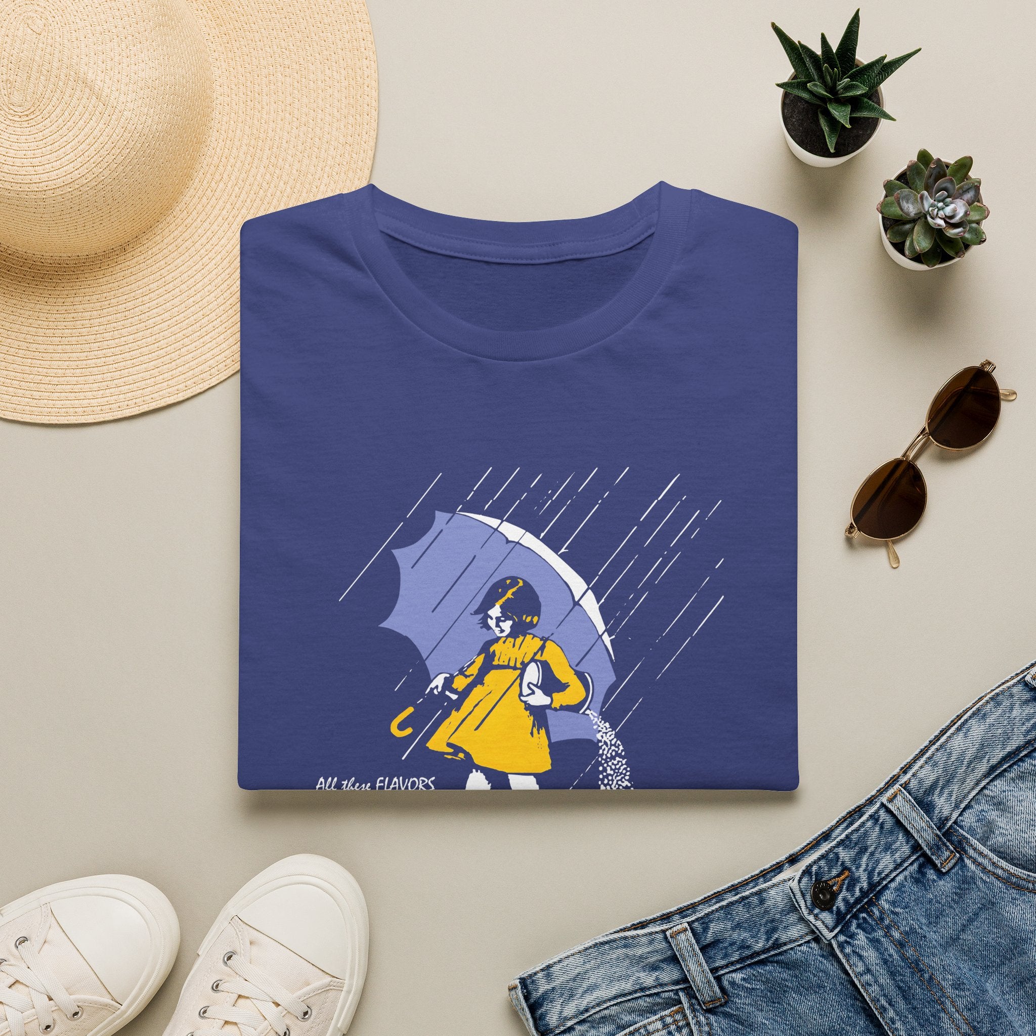 Salty Rainy Day Graphic T-Shirt — Girl with Umbrella Illustration