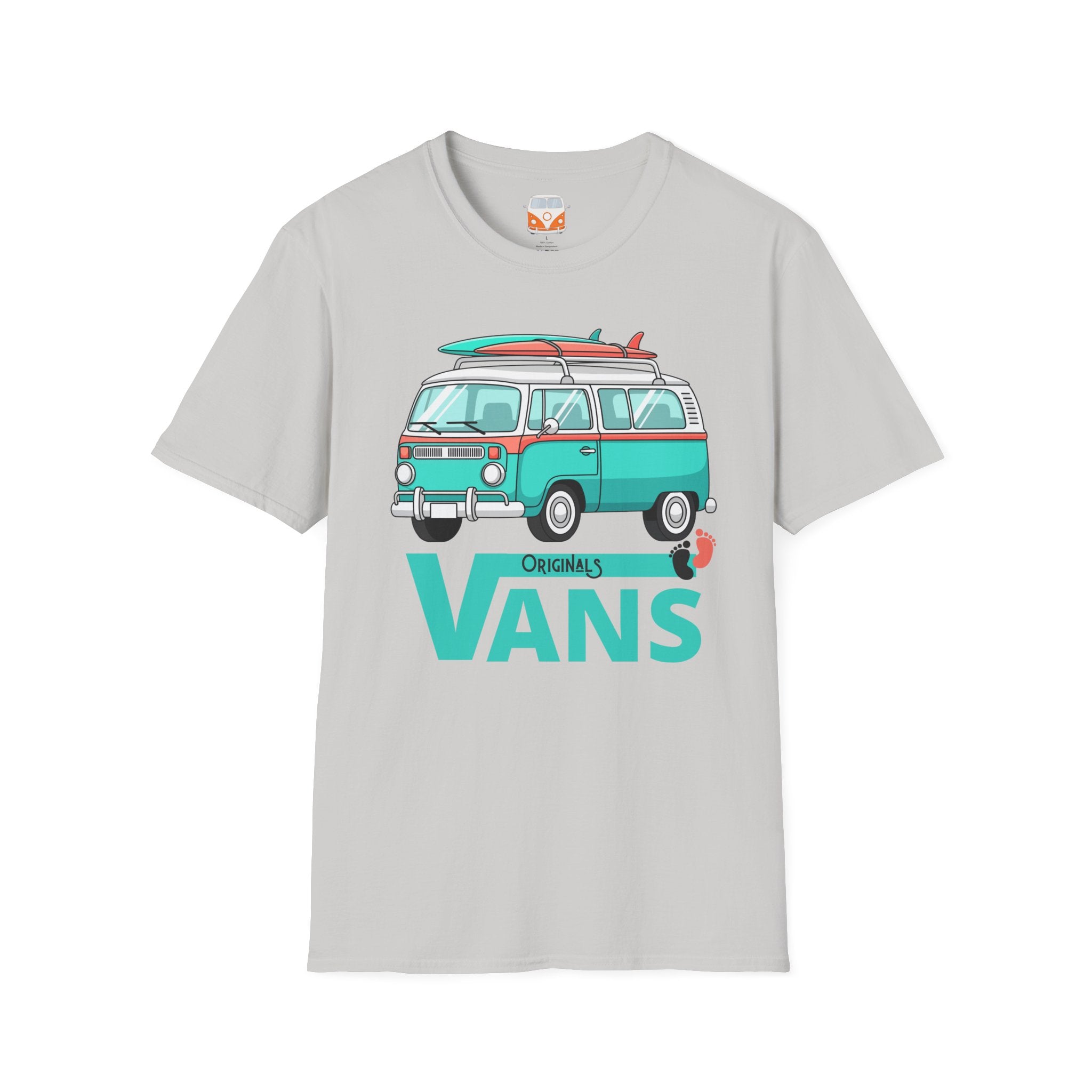 Retro Surf VW Van T-Shirt | Vintage Camper Bus Beach Tee Original Bare Feet