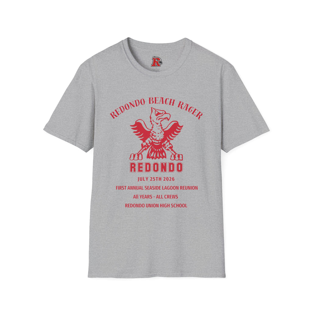 Redondo Beach Rager T-Shirt — Vintage School Spirit Graphic Tee - First Annual All Class Reunion 7-25-26 at Seaside Lagoon Redondo Beach