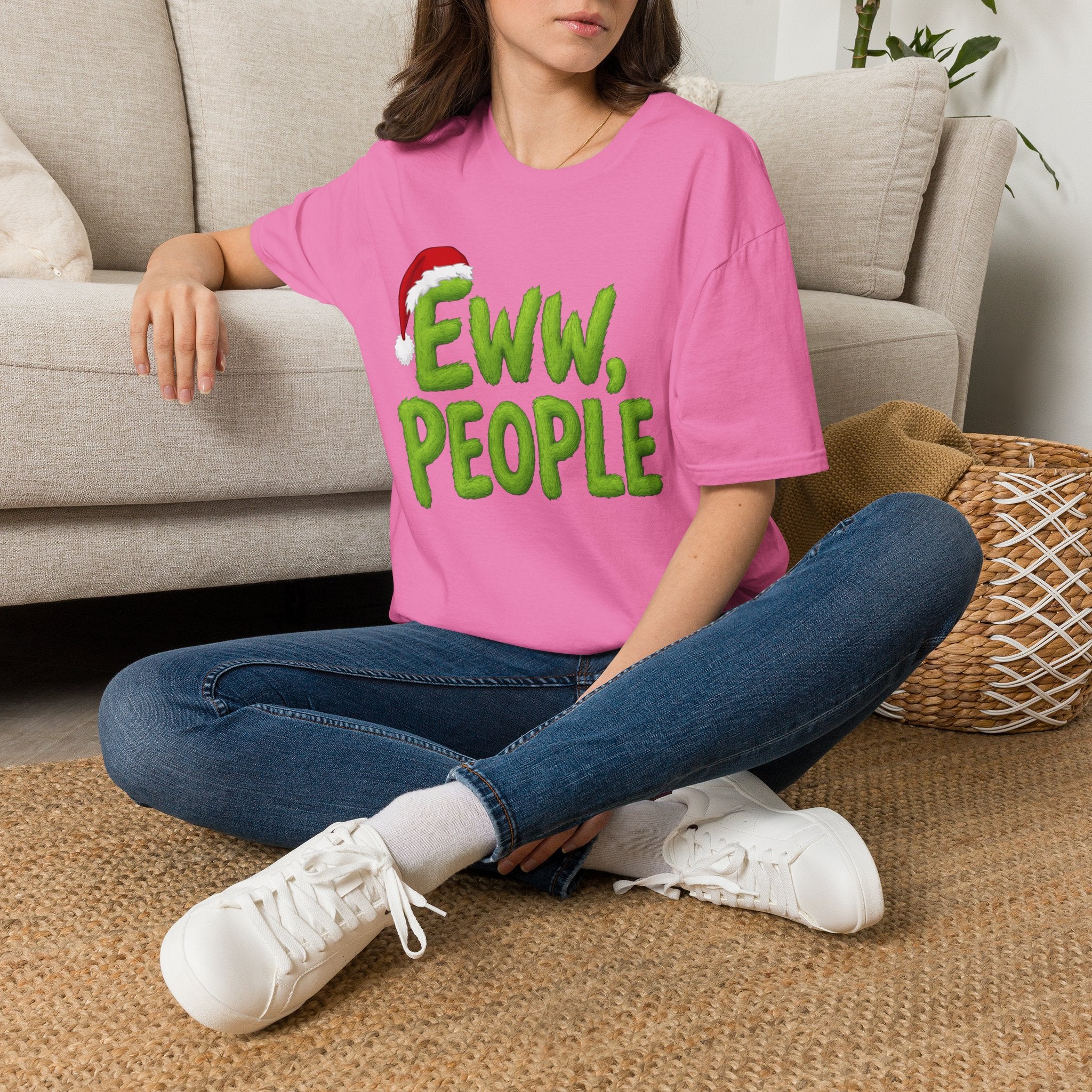Eww, People T-Shirt | Funny Grinchy Santa Hat Holiday Tee
