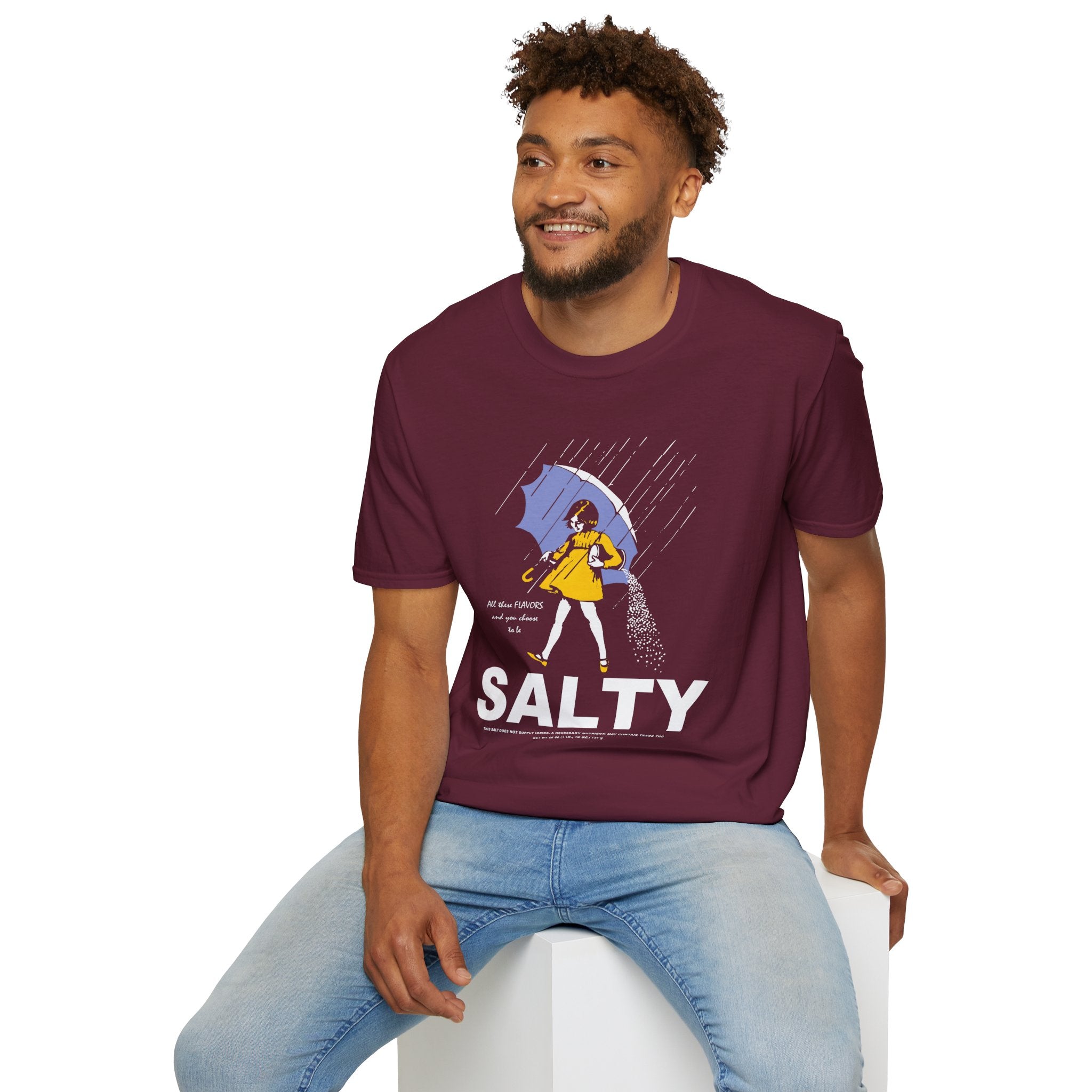 Salty Rainy Day Graphic T-Shirt — Girl with Umbrella Illustration