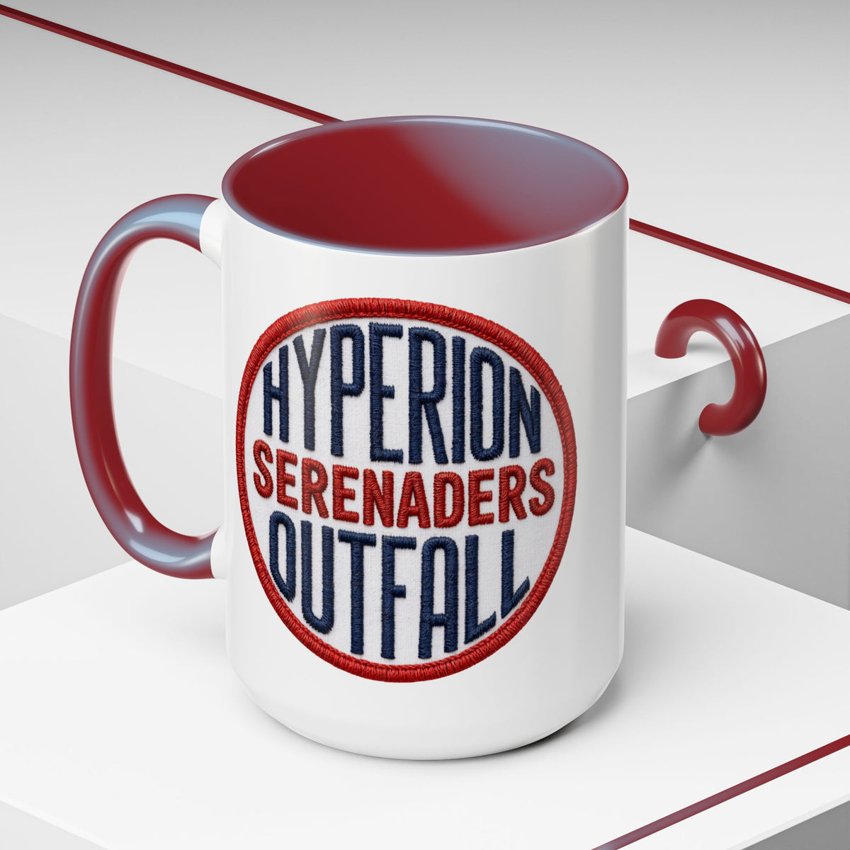 Accent Coffee Mug — "Hyperion Serenaders Outfall" Retro Patch Ceramic Mug (11/15oz)