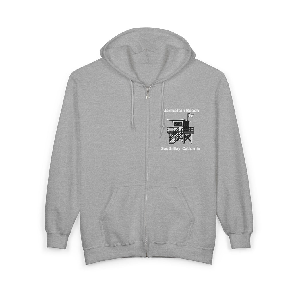 Manhattan Beach  Lifeguard Station - Heavy Blend Full Zip Hooded Sweatshirt
