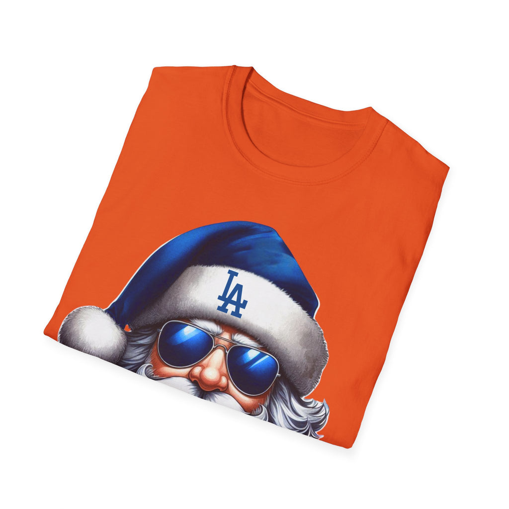 Blue Los Angeles Doyers Santa Tee | Santa Hat Graphic T-Shirt #Doyers