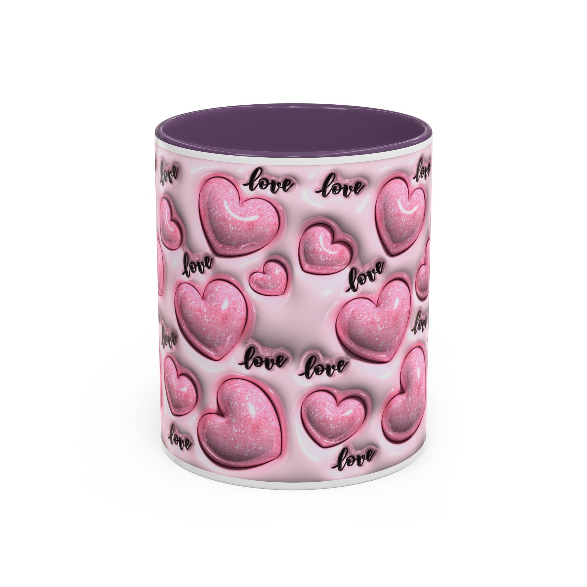 Pink Heart Pattern love Mug | Accent Coffee Mug 11oz 15oz