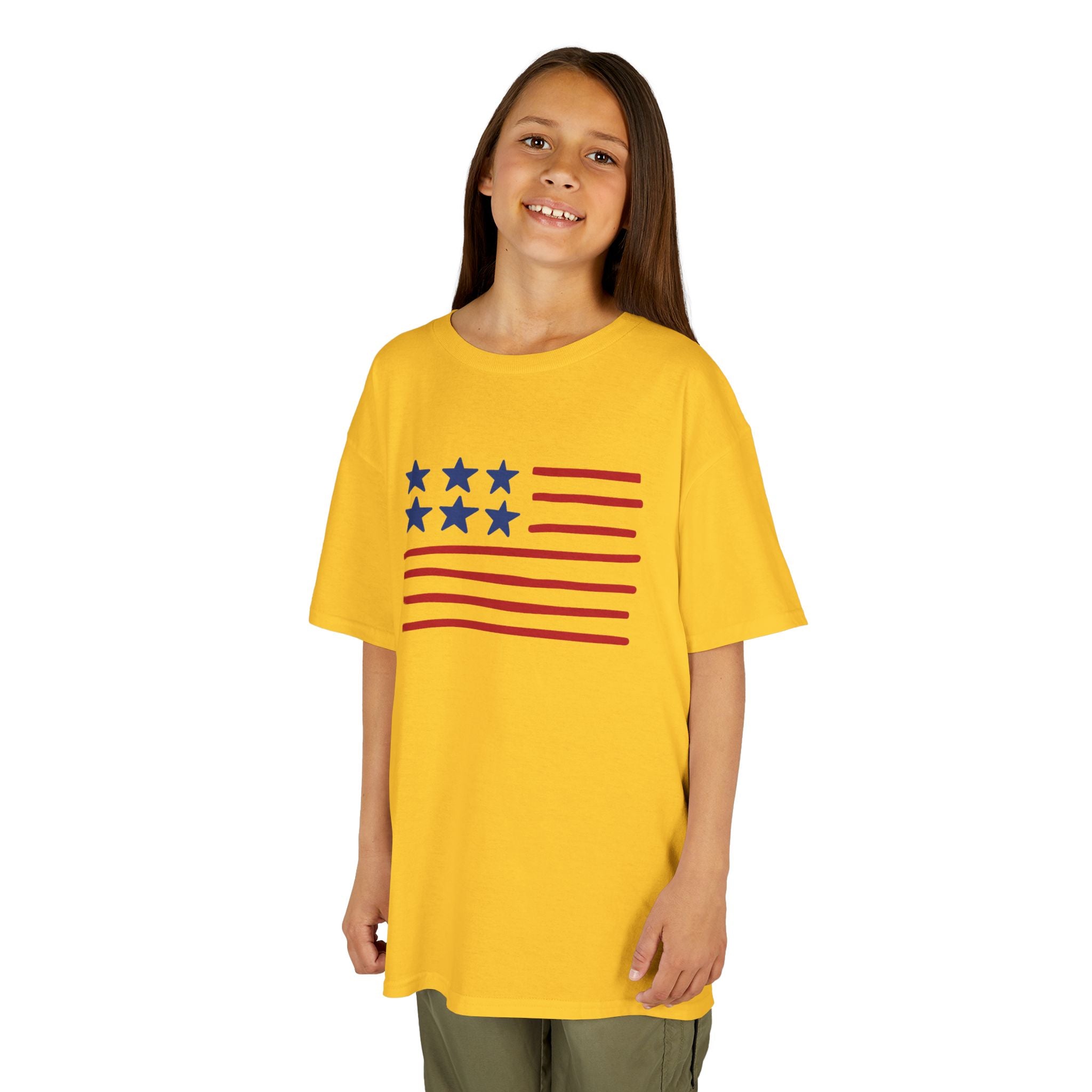 Stars and Stripes  Kids American Flag T-Shirt — Red & Blue Stars Stripe Patriotic Tee