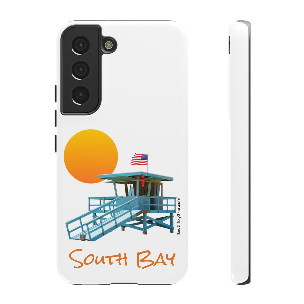 South Bay Lifeguard Stand with American Flag Tough Phone Cases