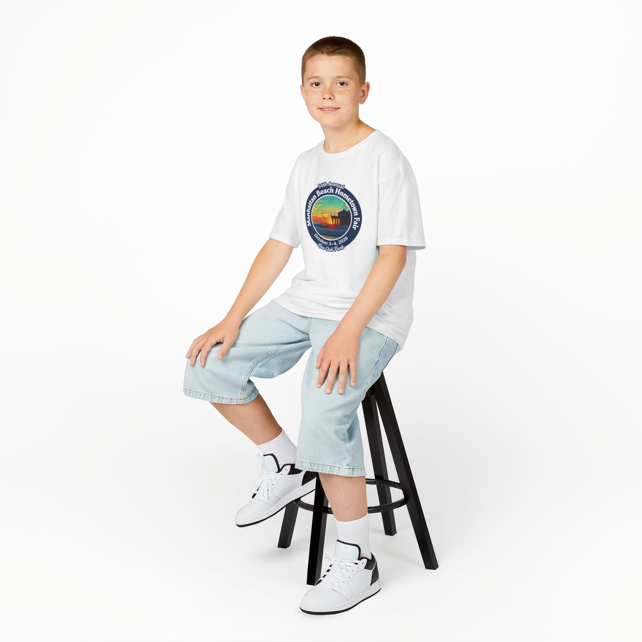 Kids Tee — Manhattan Beach Hometown Fair 2026 Sunset Logo