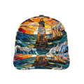 Stain glass Lighthouse Baseball Cap Free Shipping