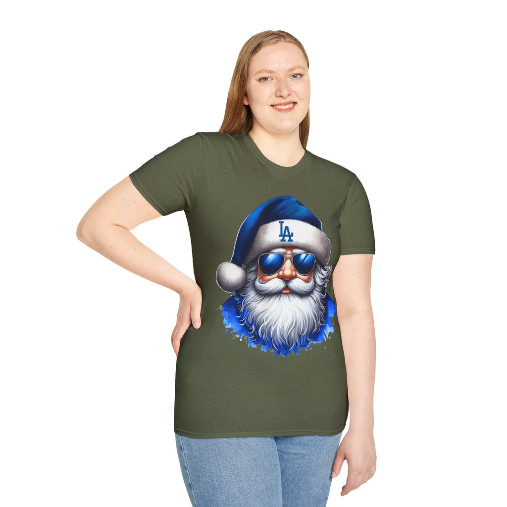 LA Dodgers Blue Santa T-Shirt — Cool Sunglasses Holiday Tee