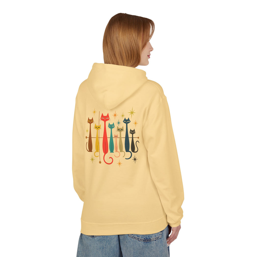 Retro Long Cats hoodie | Colorful Cat Illustration (printed front and back)