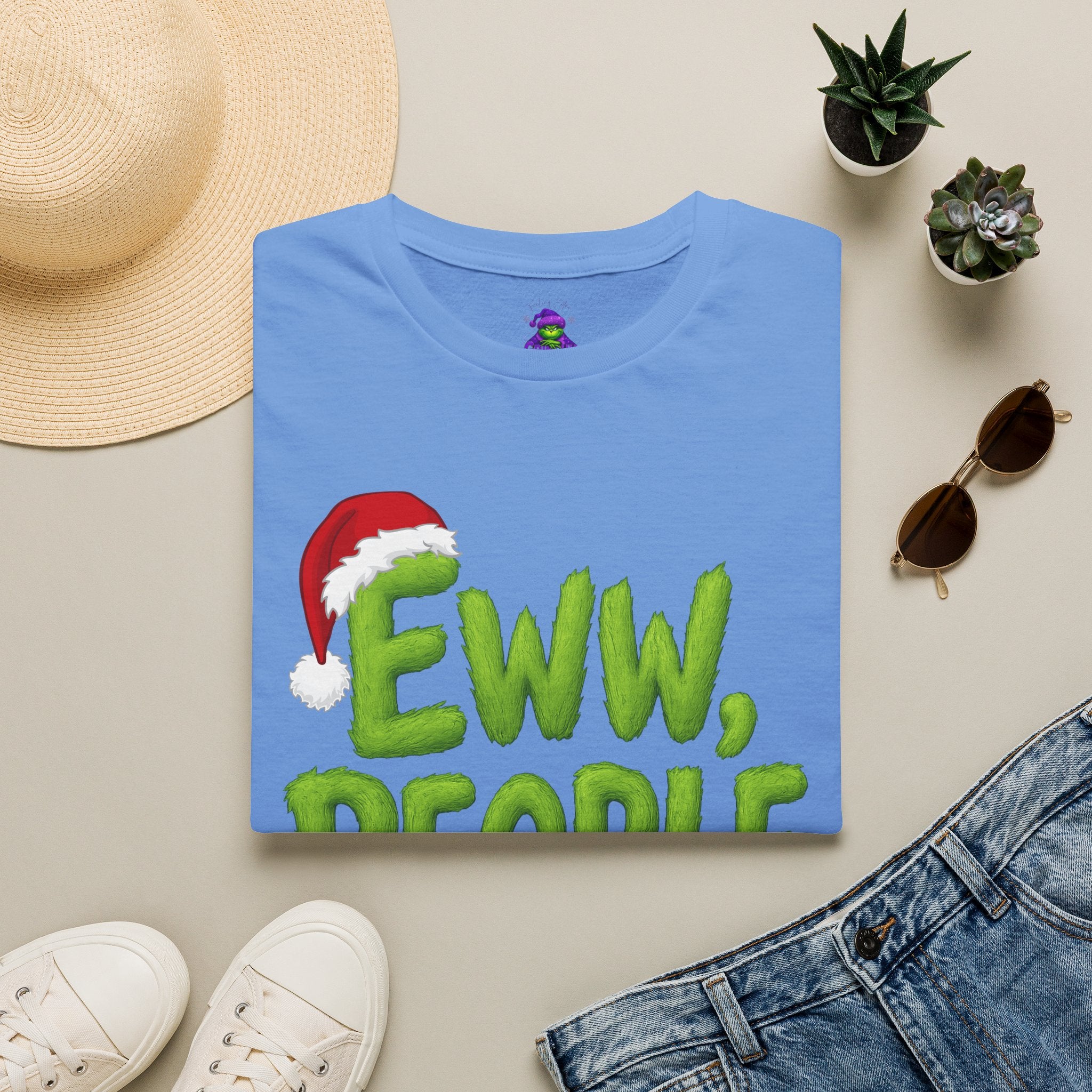 Eww, People T-Shirt | Funny Grinchy Santa Hat Holiday Tee