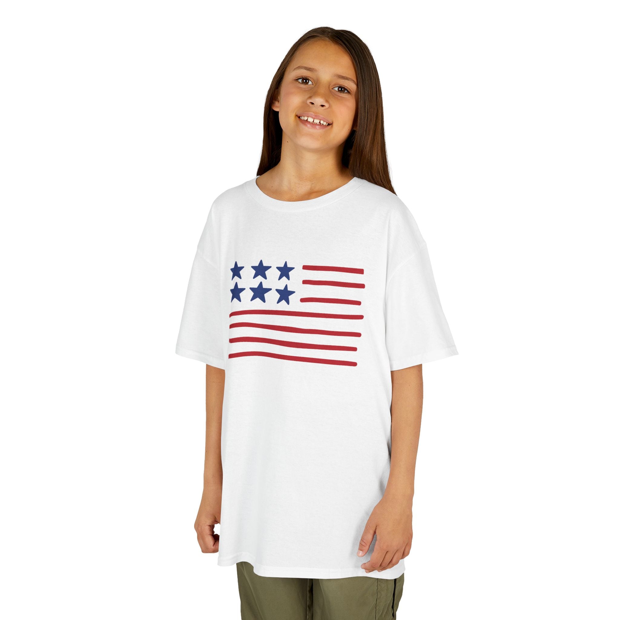 Stars and Stripes  Kids American Flag T-Shirt — Red & Blue Stars Stripe Patriotic Tee