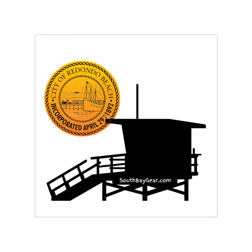 Redondo Beach California Lifeguard Stand Transparent Outdoor Stickers Square 1pc