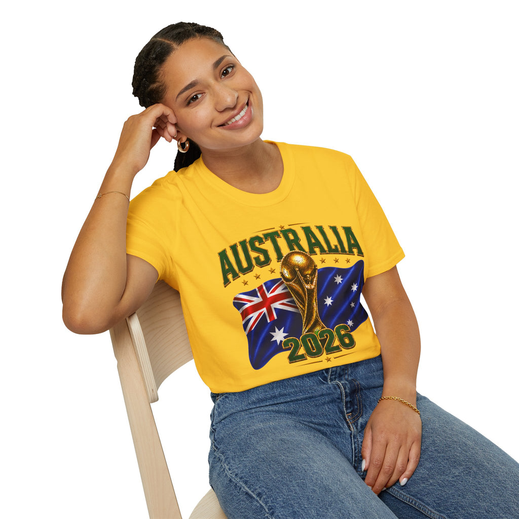 Australia 2026 Soccer World Cup T-Shirt — Aussie Flag & Trophy Design