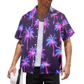 Neon Palm Trees Men's All Over Print Hawaiian Shirt Made In USA Ships to USA Only