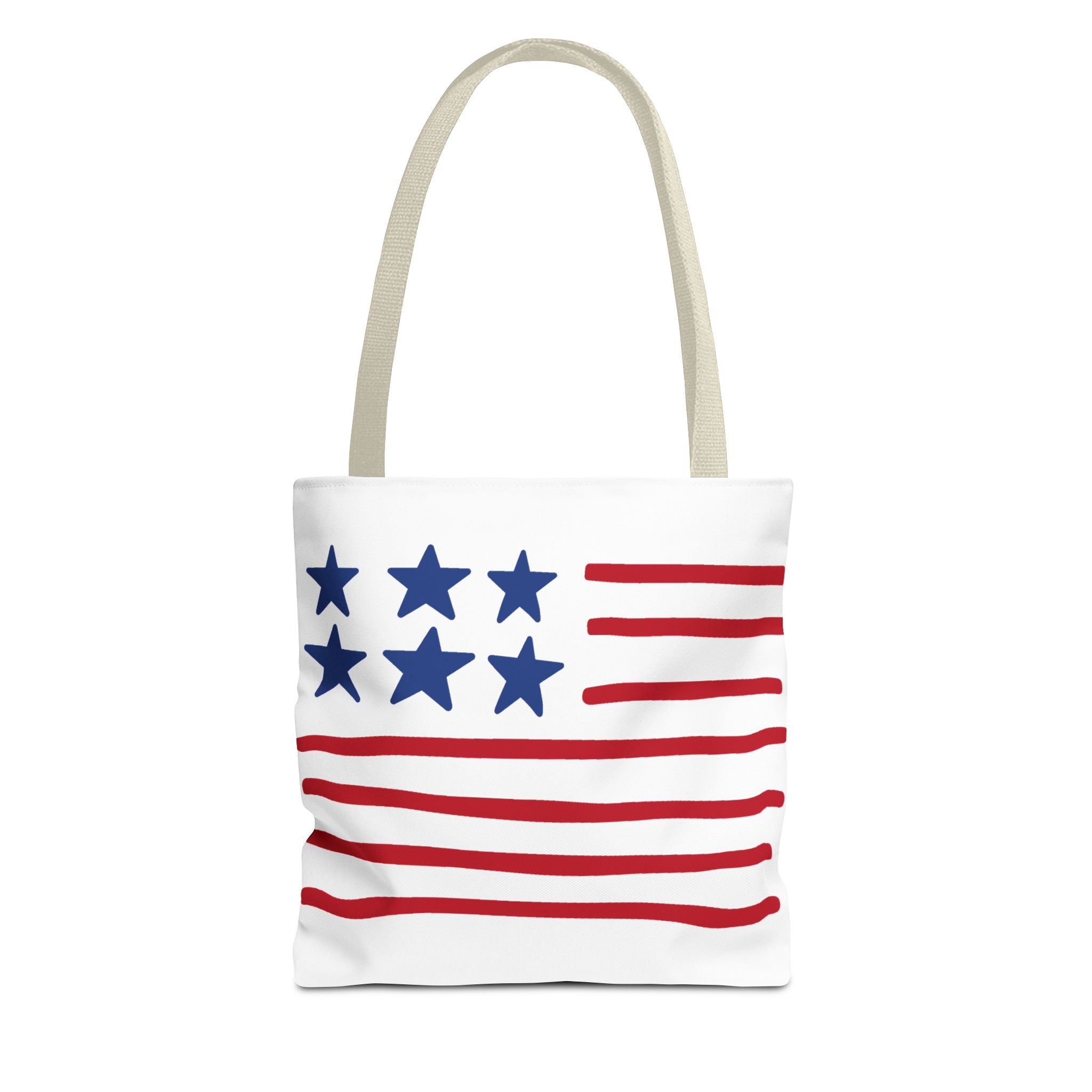 American Flag Stars & Stripes Tote Bag — Patriotic Canvas Beach Grocery Bag