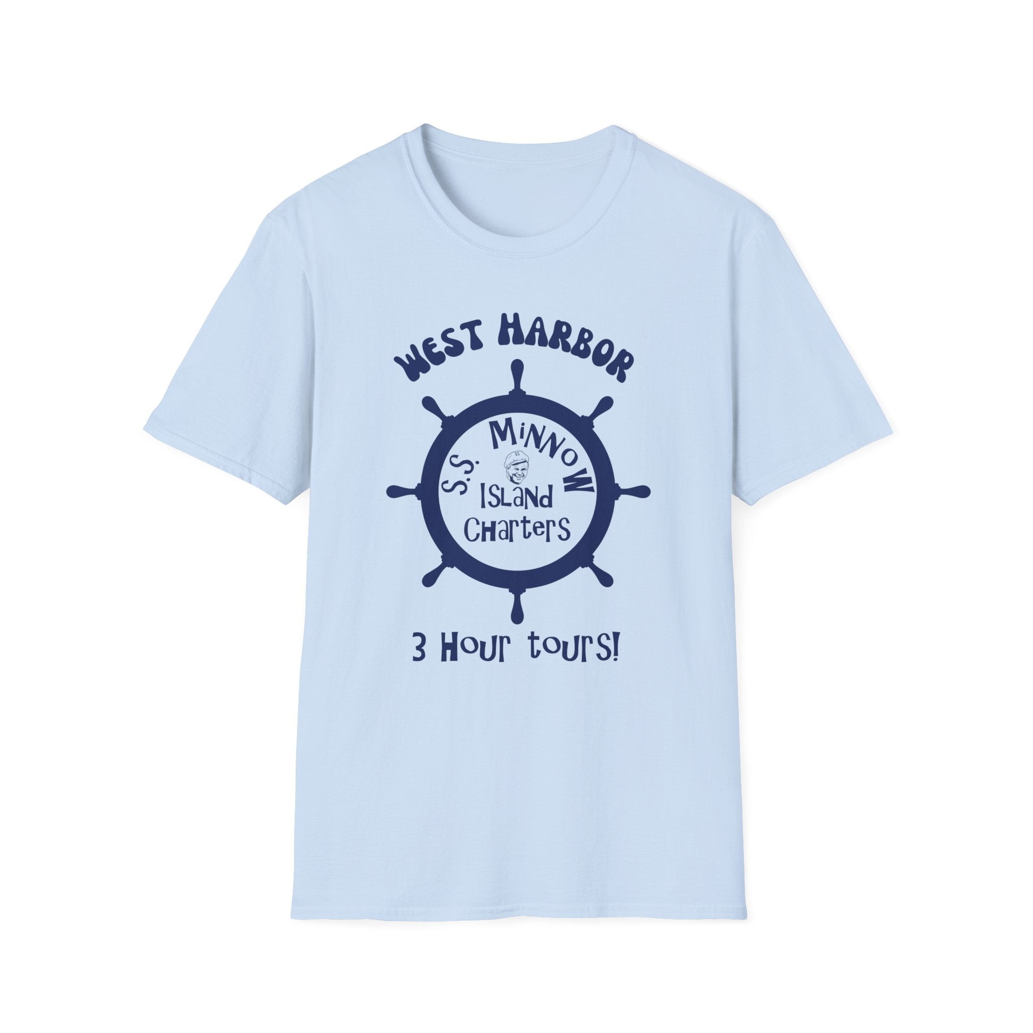West Harbor San Pedro Ship Wheel Minno Island Charters T-Shirt | 3 Hour Tours