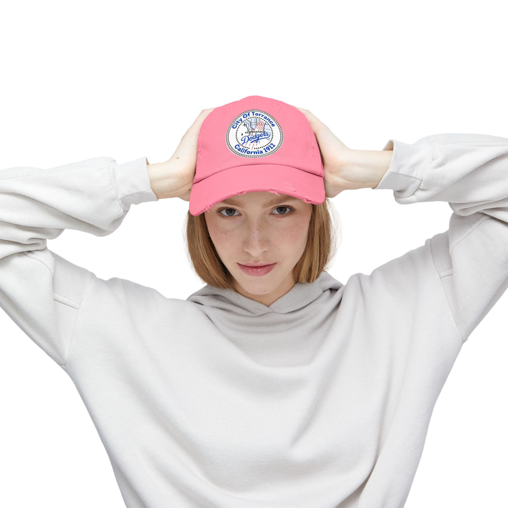 Distressed Baseball Cap with Torrance Dodgers Patch