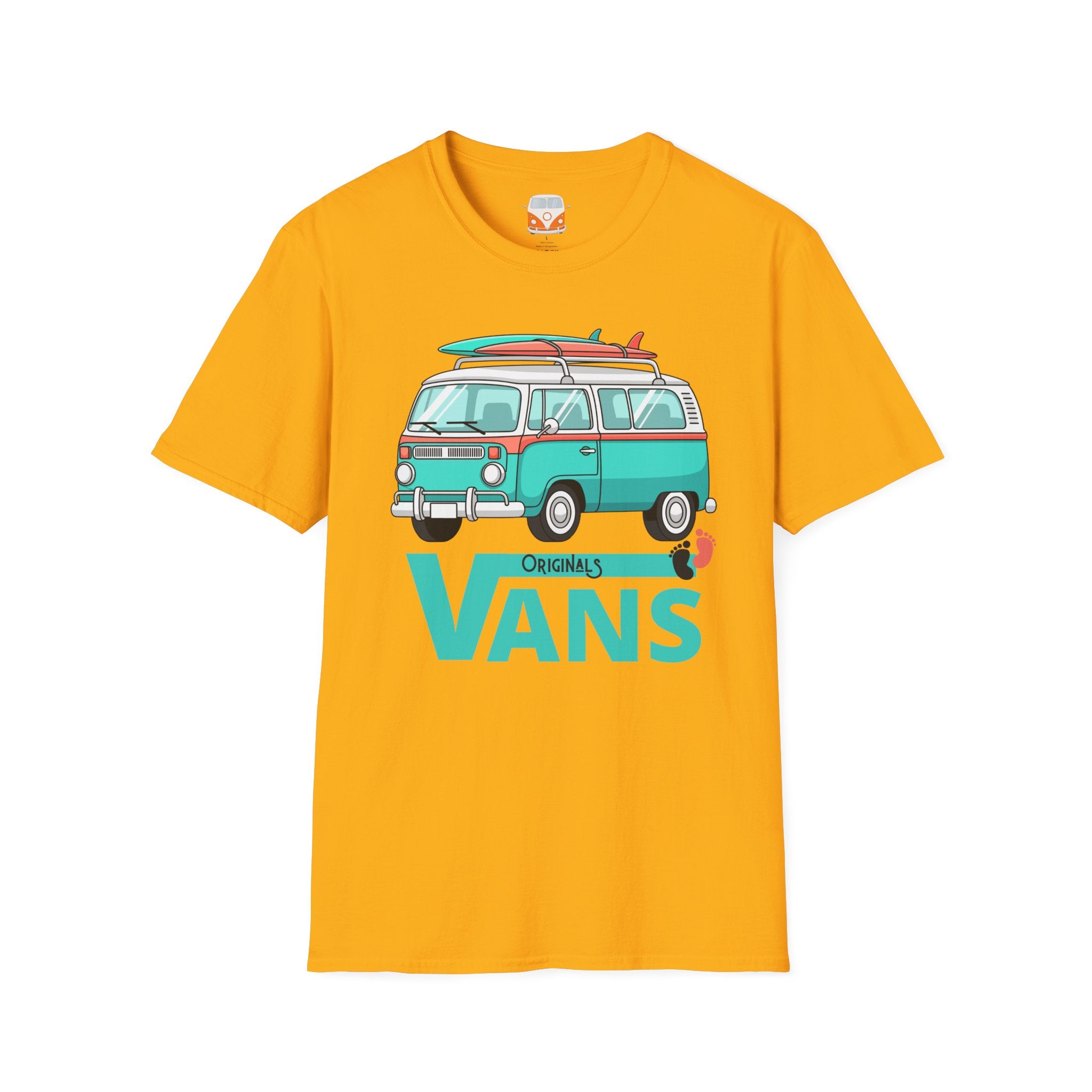 Retro Surf VW Van T-Shirt | Vintage Camper Bus Beach Tee Original Bare Feet
