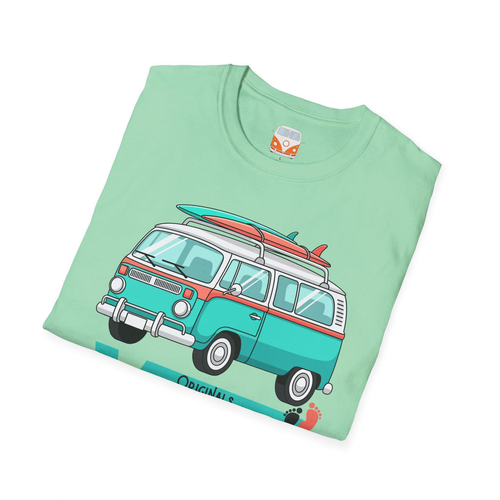 Retro Surf VW Van T-Shirt | Vintage Camper Bus Beach Tee Original Bare Feet